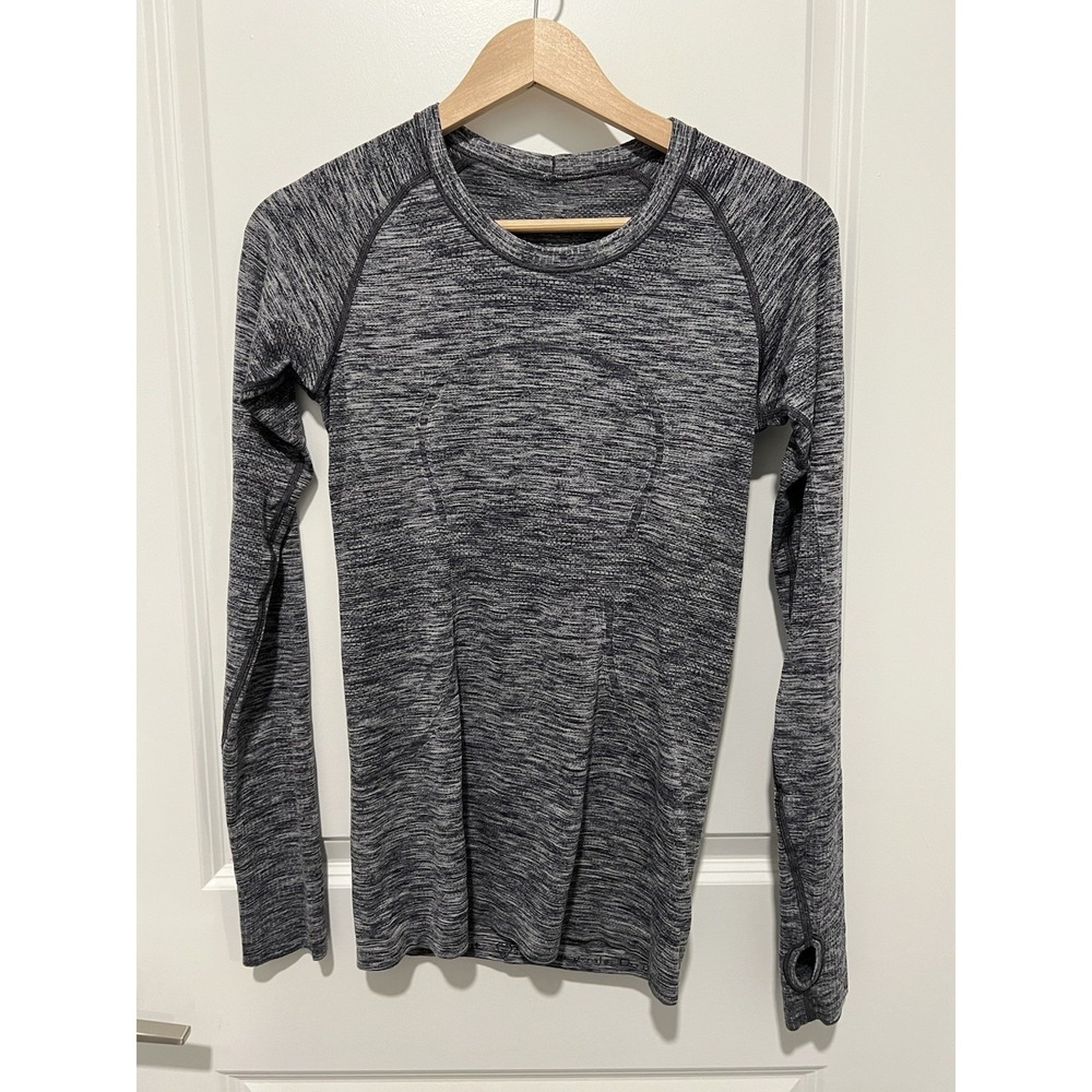Lululemon Swiftly Long Sleeve Top Navy Heathered‎ Size 6 Running Athletic